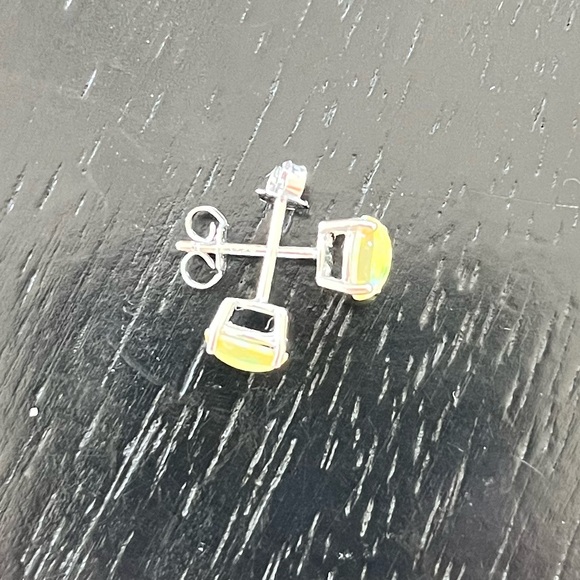 Opal Stud Sterling Silver Earrings - Picture 4 of 4